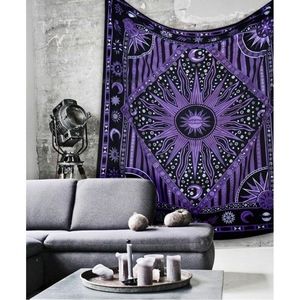 Purple Sun and Moon Tapestry